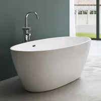 Mai & Mai Freistehende Badewanne Weiß 170x79x56 cm Oval Acryl-Standbadewanne inkl. Pop Up Ablaufgarnitur Vicenza599