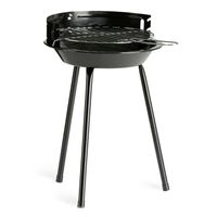 LANDMANN Holzkohle-Rundgrill Mobiler Holzkohlegrill für 2 bis 3 Personen ca. Ø 27 cm Praktischer Windschutz Sicherer Stand 3 stabile Beine Schwarz