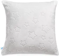 Pepi Fleece-Kissenbezug mit Sternen - 50x50 - Baby Kissen Dekokissen Kissenhülle Kopfkissenbezug für Kinderzimmer Kuschelkissen Stickerei - Grey