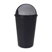 XL Abfalleimer mit Schiebedeckel - 25 L / schwarz - Runder Mülleimer mit Kuppel Deckel recycelbar