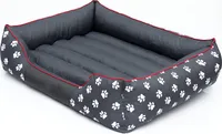PillowPrim Hundebett Hundesofa Hundekissen Hundecouch Tierbett Haustierbett Größe XXL 110x90 Grau mit Pfoten