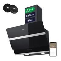 CIARRA A+++ 650 m³/h Dunstabzugshaube 60 cm Kopffreihaube WIFI + APP & Touch Control Booster VM6736NB