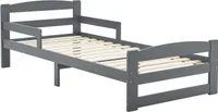 Juskys Jugendbett Arona 90x200 cm mit Lattenrost - Bettgestell aus Massivholz in Grau - Einzelbett mit Rausfallschutz - Stauraum unter dem Bett