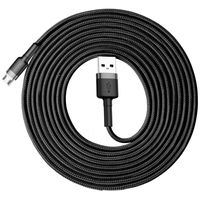 Baseus Cafule Cable Wytrzymały Nylonowy Kabel Przewód Usb / Micro Usb 2A 3M Czarno-Szary (Camklf-Hg1)