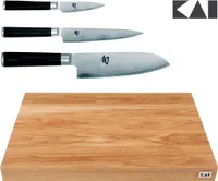 KAI DM-0789DMSET1 'Shun Classic' Messer mit Schneidbrett, schwarz/silber/natur, 4-teilig (1 Set)