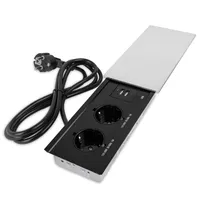 Einbausteckdose Küche Tischsteckdose Versenkbare Fach [2x240V 2USB] MB3 Silber