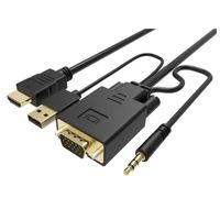 VGA auf HDMI Kabel / VGA Stecker > HDMI Stecker Konverter für Laptop, PC  mit VGA Ausgang zu Monitor, Beamer, TV mit HDMI Eingang HD 1080P, 3m