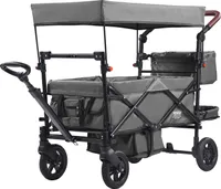 VEVOR Buggy für 2 Kinder, zusammenklappbarer Push-Pull-Kinderwagen mit verstellbarem Griff, umlaufendem Gurt, abnehmbarem Verdeck, 4 Rädern mit Bremsen, multifunktionaler Tandem-Kinderwagen