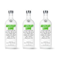 Absolut Vodka Lime 3er Set, Wodka mit Limettengeschmack, Schnaps, Spirituose, Alkohol, Flasche, 40 %, 3 x 1 L