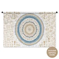 MuchoWow® Tapiserie na zeď Mandala - modrá - česká - bílá - design 150x100 Tapiserie Dekorace na zeď Šála