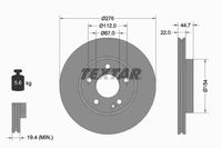 2 brzdové kotúče Textar 276 mm ventilované predné pre Mercedes triedy A W169