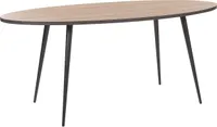 BELIANI Stół do jadalni ciemne drewno z czarnym 180 x 90 cm owalny blat metalowe nogi dla 4 osób styl nowoczesny retro