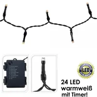 24 LED Lichterkette Beleuchtung warmweiß Timer 8 Funktionen Batteriebetrieben