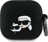 Karl Lagerfeld Kla4Runkchk Airpods 4 Cover Czarny/Black Silicone Karl&amp;Chaupette Head 3D
