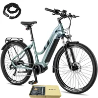 City E-Bike 27,5 Zoll mit Mittelmotor ANANDA Pedelec Rostfreie Aluminiumlegierung bis zu 100 - 120 km Wasserdicht IP54 Unisexfahrrad 9 Gang, Blau