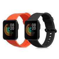 kwmobile 2x Sportarmband kompatibel mit Xiaomi Mi Watch Lite / Redmi Watch - Armband TPU Silikon Set Fitnesstracker Schwarz Orange
