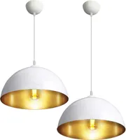 CCLIFE 2er Industrielle Pendelleuchte LED Hängeleuchte Metall E27 Vintage Pendellampe, Color:Weiss