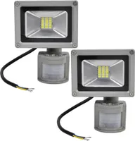 2pcs 20W LED Strahler Fluter Spot Außenstrahler Flutlich mit Bewegungsmelder,Greenmigo Kaltweiß Wandstrahler Grau Aluminium IP65 Wasserdicht AC 85-265V Tageslichtweiß