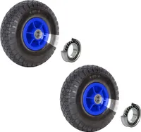 2x Sackkarrenrad 260x85 mm 3.00-4 Bollerwagenrad, Luftrad, Ersatzrad, Nabenlänge 60 mm versetzt