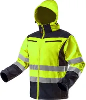 NEO TOOLS Kurtka robocza ostrzegawcza softshell z kapturem, żółta, rozmiar XL
