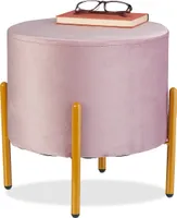 relaxdays Samt Hocker mit 4 Metallbeinen