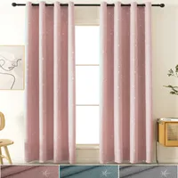 2er Set Vorhang Blickdicht Ösen Stern Leinenoptik,Verdunklungsvorhang Rosa B 132x H 160cm Schlafzimmer Wohnzimmer Kinderzimmer