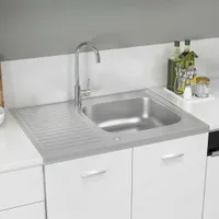 vidaXL Drez s odkapávačom Strieborný 800x600x155 mm Nerezová oceľ