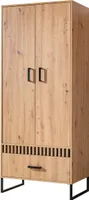 Kleiderschrank Lamelix 01 Schrank 80x196x50 cm 2 türen 1 schublade Lammelen Drehtürenschrank Artisan Eiche