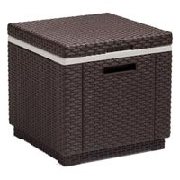 Allibert 212160 Kühlbox/Beistelltisch Ice Cube, Rattanoptik, Kunststoff, braun