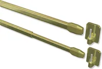 Interdeco Vitragestangen mit Klebehaken, Scheibenstange Messing-farbig, 50-80 cm (Packung 2 Stück)
