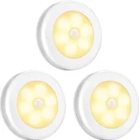 3er Set LED PIR Bewegungssensor Schrankleuchte Batteriebetriebene Unterbauleuchte Nachtlicht, Warmweiß