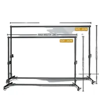 Nastaviteľný stojan na pozadie vo fotoštúdiu, robustný kovový rám s kolieskami a klipmi, 2x2M / 2x3M, stojan na pozadie len200x300cm