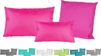 JACK Outdoor Lounge Kissen 3er Set Dekokissen + Füllung Wasserfest Sitzkissen Garten Stuhl Lotus Effekt 30x50 + 40x60 + 45x45cm, Farbe:Pink