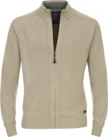 REDMOND Casual Herren Strickjacke Stehkragen Zipper Regular-Fit Beige M