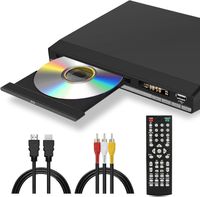 HD DVD Player mit HDMI-Anschluss, Region Free DVD Player für Smart TV, HDMI/RCA Ausgangskabel inklusive, Unterbrechungspunktspeicherung, Eingebautes PAL/NTSC, CD Player für Zuhause (Nicht Blu-ray)