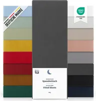 Blumtal Basics 2er-Set Mikrofaser Spannbettlaken 160x200cm - Bettlaken,  , bis 25cm Matratzenhöhe, Anthrazit