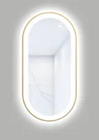 Oválne LED zrkadlo do kúpeľne s osvetlením OVAL LINE PREMIUM 100 x 50 cm v zlatom ráme