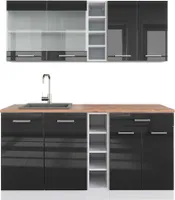 Vicco Singleküche R-Line, 160 cm , AP Eiche, Anthrazit Hochglanz/Weiß