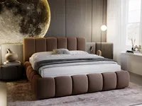 GRAINGOLD Exkluzivní čalouněná postel Canico 200x200 cm - Designová postel s roštem a podnožkou - hnědá (Monolit 09)