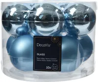 Weihnachtskugeln Glas 6cm x 10 Stück - Eisblau