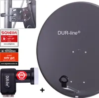 DUR-line MDA 80 Satellitenschüssel anthrazit + Quad LNB