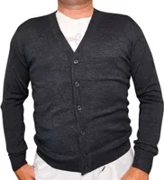 Strickjacke mit Knöpfen, 100 % Merinowolle, Farbe SCHWARZ – XL