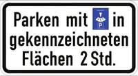 Verkehrsschild VZ1040-33, Parken mit Parkscheibe in gekennzeichneten ..., Alu...
