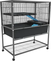 JOIEYOU Hamsterkäfig Meerschweinchen Käfig 88x48x102 cm Kleintierkäfig Rattenkäfig mit Sicherheitsschlösser, Leiter, Lagerregal und Rollen Hamster Käfig Nagerkäfig Kleintierstall