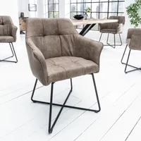 Exklusiver Design Stuhl LOFT Microfaser vintage taupe mit Armlehne