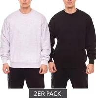 2er Pack FRUIT OF THE LOOM Herren Basic Baumwoll-Sweater Rundhals-Pullover Gewicht: 280gm/m² Schwarz/Grau, Größe:XL