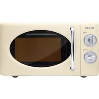 SOGO Retro Mikrowelle freistehend 20 Liter, Mit Timer und Auftaufunktion, 5 Leistungsstufen, 700 Watt, Beige