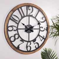 Opviq, Bonni - Black, Dekorative Metall-Wanduhr, 100 % METALL, Schwarz, 80 x 80 cm