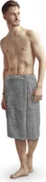 Sauna Kilt Herren "Flauschig" ( Grau ) - 60x145cm One Size - Saunahandtuch mit Gummizug und Knopfverschluss - Saunatuch Knielang
