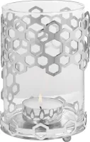 Fink Windlicht mit Glas Delight silberfarben Edelstahl , Glas Höhe 19 cm